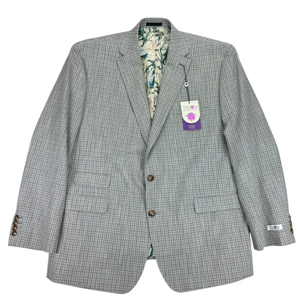 Tayion Mens Agordy Regular Fit Plaid Suit Jacket Gray Green 48R